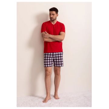 Pijama Barbati Checks Bumbac TWIN - Rosu