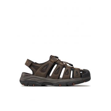 Sandale barbati -  piele ecologica - velcro - maro