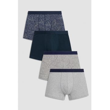 Set de boxeri cu model - 4 perechi - Negru/Gri melange/Bleumarin