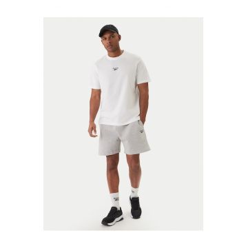 Set tricou si pantaloni scurti barbati -  alb - gri - bumbac -