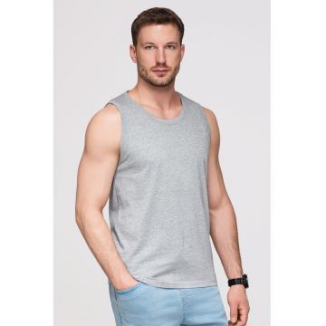 Top regular-fit cu decolteu rotund - Gri melange