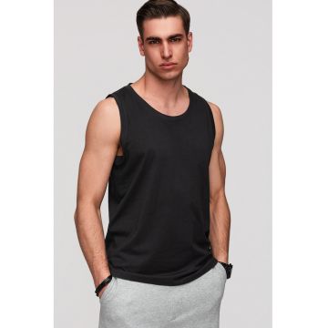 Top regular-fit cu decolteu rotund - Negru