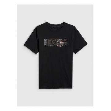 Tricou barbat -  negru - bumbac ultra-usor - imprimeu sportiv