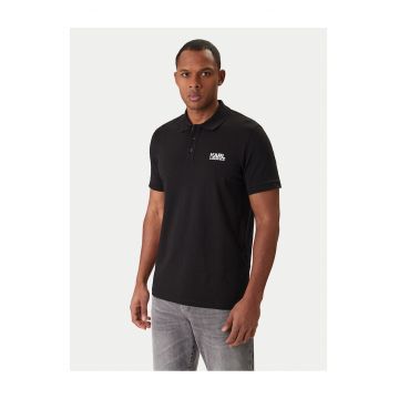 Tricou barbati -  bumbac/elastan - cu guler - negru