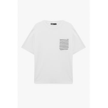 Tricou cu buzunar pe piept - Alb