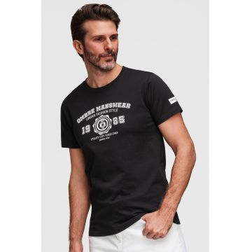 Tricou cu imprimeu text - Alb/Negru