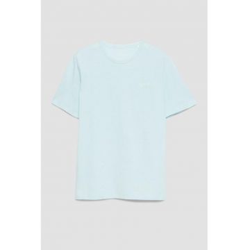 Tricou de bumbac cu decolteu la baza gatului