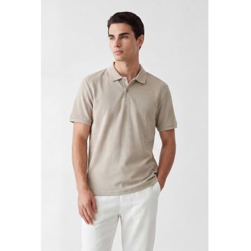 Tricou polo cu model uni - Grej