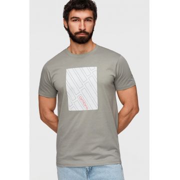 Tricou regular-fit cu imprimeu pe partea din fata - Alb/Gri marmorat