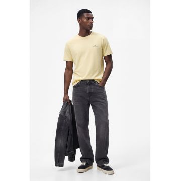 Tricou regular fit cu imprimeu pe piept - Galben