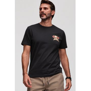 Tricou slim-fit cu imprimeu grafic - Negru/Portocaliu