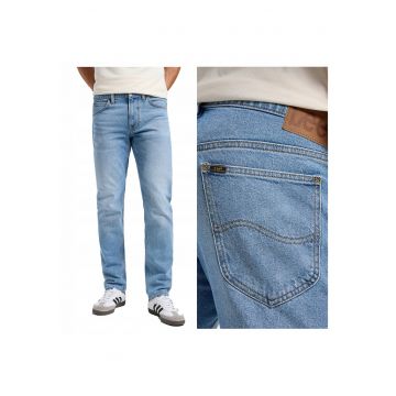 Blugi Barbati -  Daren Zip Fly - Straight Fit - Talie Medie - 5 Buzunare - Fermoar - Lungi - Bumbac - W33-L32 US - Albastru