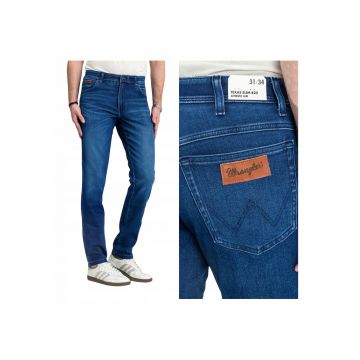Blugi Barbati -  Texas Slim - Slim Fit - Talie Medie - 5 Buzunare - Fermoar - Lungi - Bumbac - W38-L34 US - Albastru
