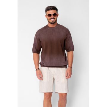Bluza subtire tricotata maneca scurta Brown 21257 - Maro