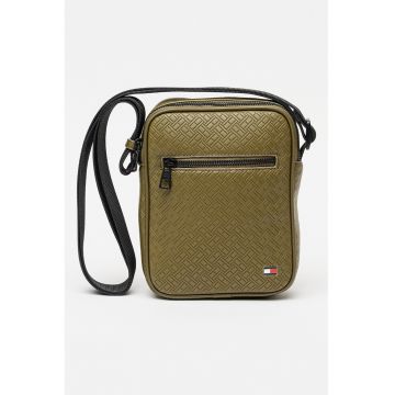 Geanta crossbody de piele ecologica - Negru/Kaki