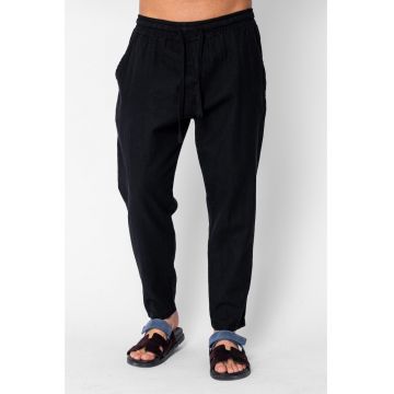 Pantaloni lung din 100% IN cu snur conic Black 21532 - Negru
