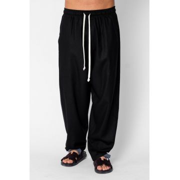 Pantaloni lung din IN cu elastic Oversized Black 21276 - Negru