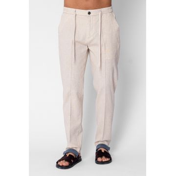 Pantaloni lung din IN cu nasture si snur Premium Edition Beige 21674 - Bej