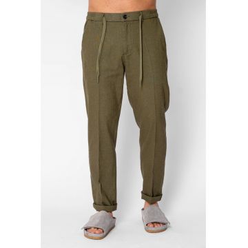Pantaloni lung din IN cu nasture si snur Premium Edition Dark Green 21679 - Verde