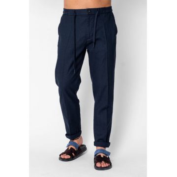 Pantaloni lung din IN cu nasture si snur Premium Edition Navy 21684 - Bleumarin