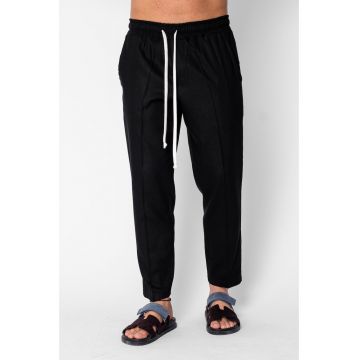 Pantaloni lung din IN cu snur conic Black 21362 - Negru