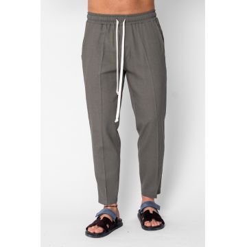 Pantaloni lung din IN cu snur conic Dark Olive 21357