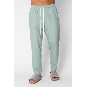 Pantaloni lung din IN cu snur conic Light Olive 21332 - Verde masliniu deschis