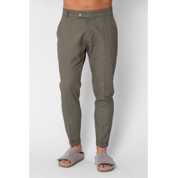 Pantaloni lung din IN cu tiv intors Dark Olive 21552