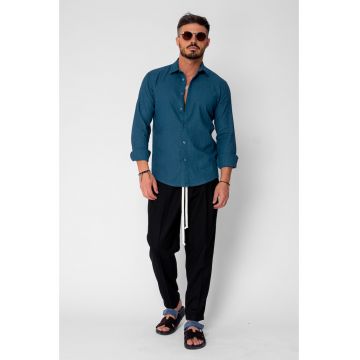Pantaloni lung larg din IN cu buzunare Black 21542 - Negru