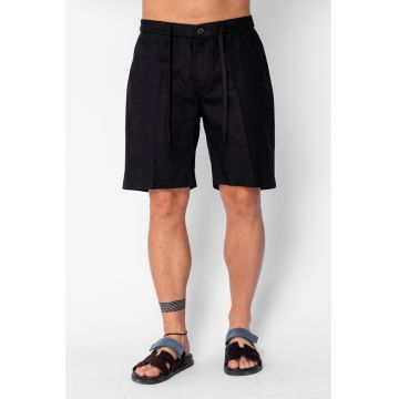 Pantaloni scurti din IN cu nasture si snur Premium Edition Black 21629 - Negru