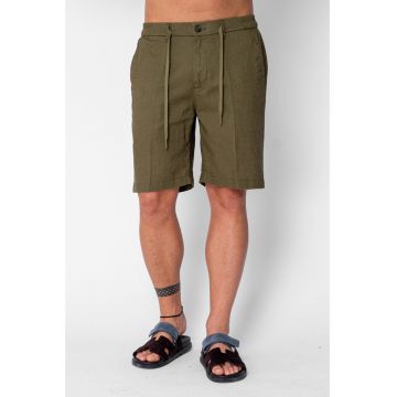 Pantaloni scurti din IN cu nasture si snur Premium Edition Dark Green 21649 - Verde