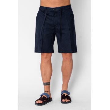 Pantaloni scurti din IN cu nasture si snur Premium Edition Navy 21654 - Bleumarin