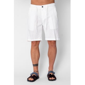 Pantaloni scurti din IN cu nasture si snur Premium Edition White 21634 - Alb optic
