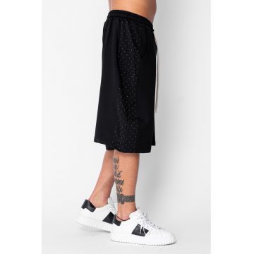 Pantaloni scurti Oversized cu strasuri Black 21248 - Negru