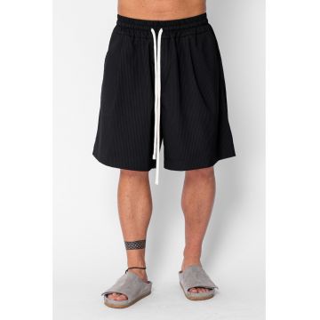 Pantaloni scurti Oversized stripe Black 21461 - Negru