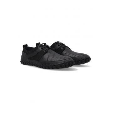 Pantofi casual piele naturala cu sireturi si perforatii