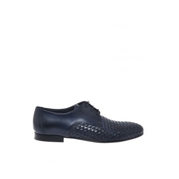 Pantofi de piele cu sireturi - Albastru