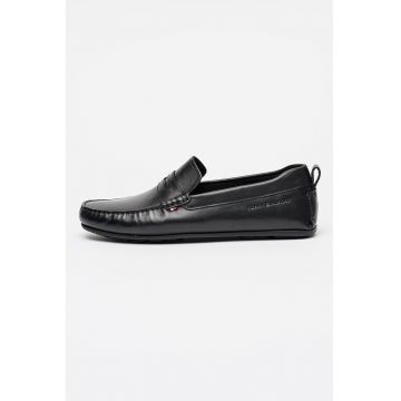 Pantofi loafer de piele cu logo Core - Negru