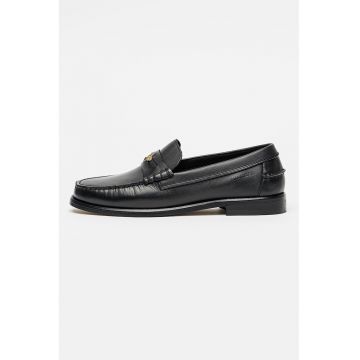 Pantofi loafer din piele cu detaliu logo - Auriu/Negru