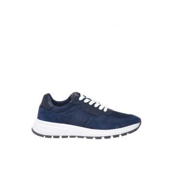 Pantofi sport cu garnituri de piele intoarsa - Albastru
