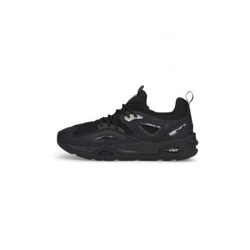 Pantofi sport de piele ecologica cu insertii de plasa Triple - Negru