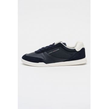 Pantofi sport low-cut cu segmente de piele intoarsa - Albastru inchis/Bleumarin