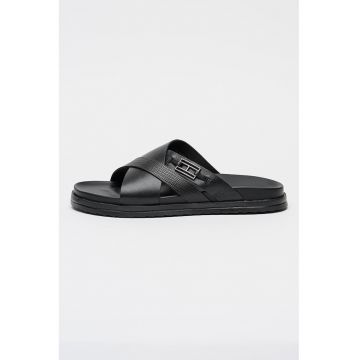 Papuci de piele Flag - Negru
