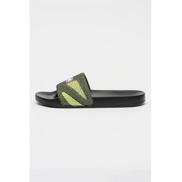 Papuci de plasa cu logo - Negru/Verde lime