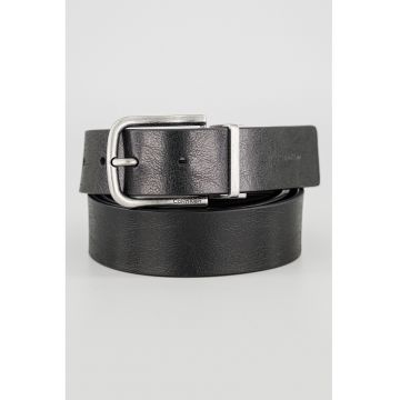 Portofel de piele cu catarama metalica - Negru