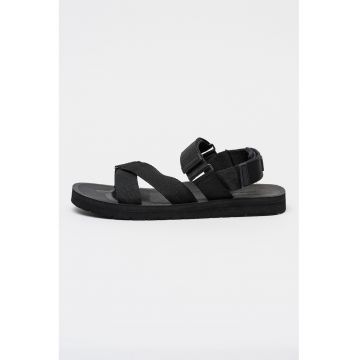 Sandale din material textil cu velcro - Negru