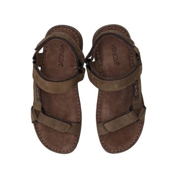 Sandale din nabuc cu talpa flexibila si inchidere velcro