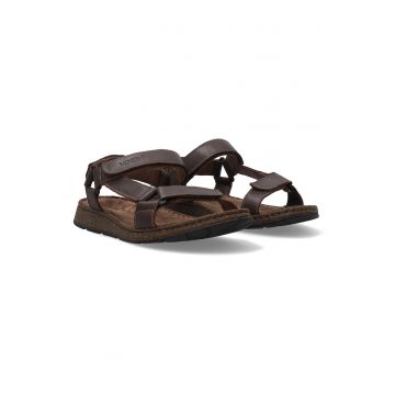 Sandale din piele nabuc cu talpa joasa -