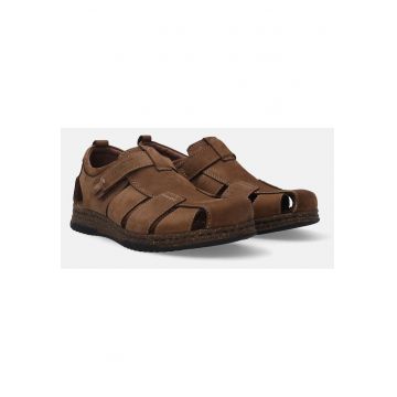 Sandale  pescar din piele nabuc cu velcro
