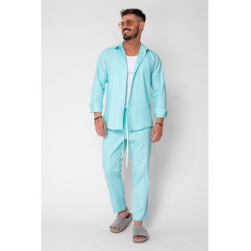 Set Lino Long camasa si pantalon lung din In Premium Edition Mint 21400 - Verde menta